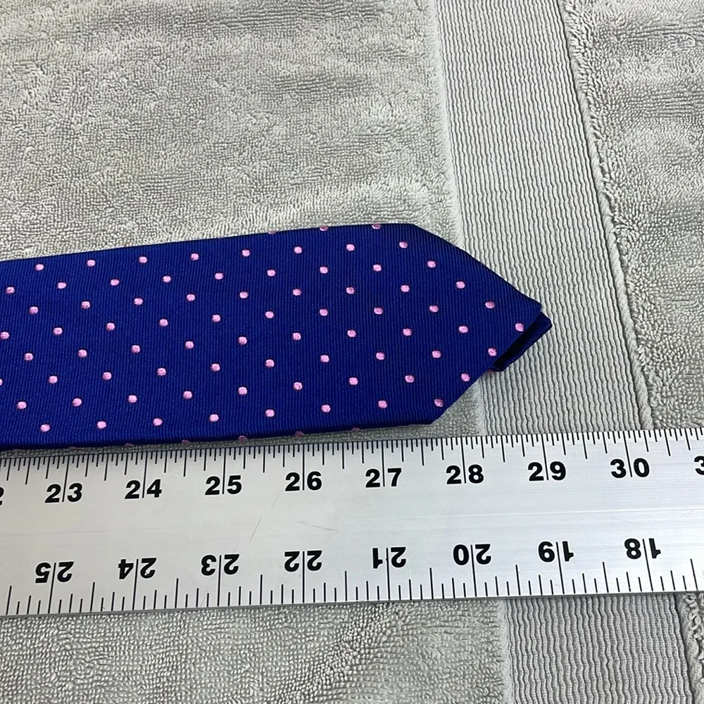 J Crew Men’s Tie Blue Pink Dots Classic Preppy Work